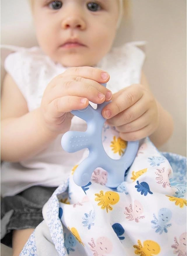 Relaxing Cloth With Teether Pathwork - Blue 0 Months+
