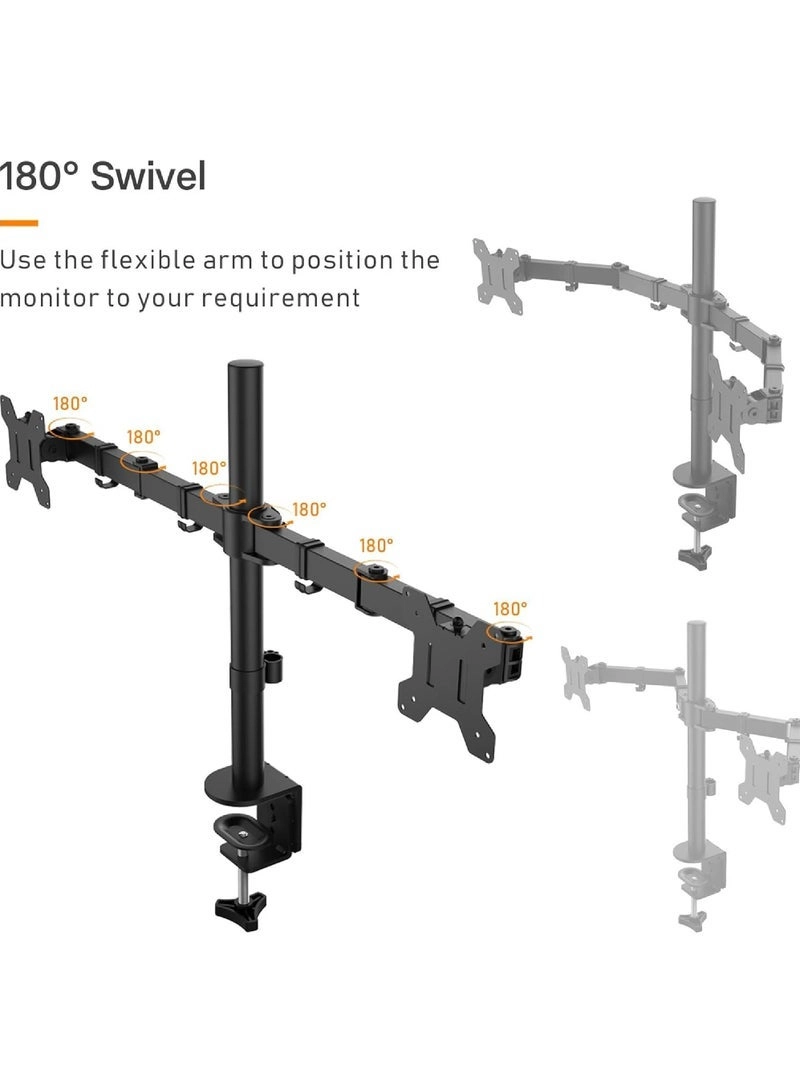 Laptop Monitor Mount - Dual Arm 17 to 32 Inch 100x100mm / 75x75mm