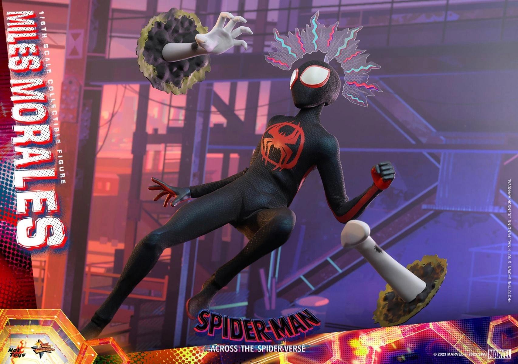 Miles G Morales - Spider-Man: Across the Spider-Verse Sixth Scale Action Figure - LED light-up Prowler gauntlets
