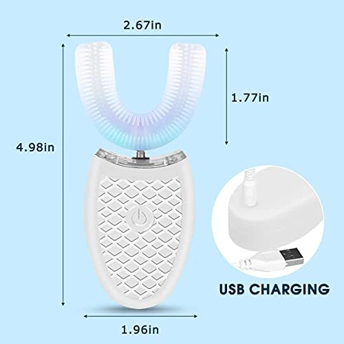 U-Shaped Ultrasonic Toothbrush - 360° Cleaning IPX7 Waterproof Rechargeable
