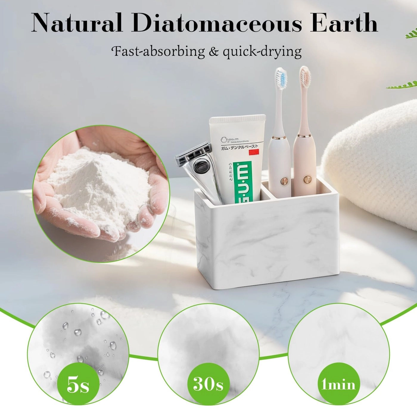 Toothbrush Holder - Diatomite Marble Pack