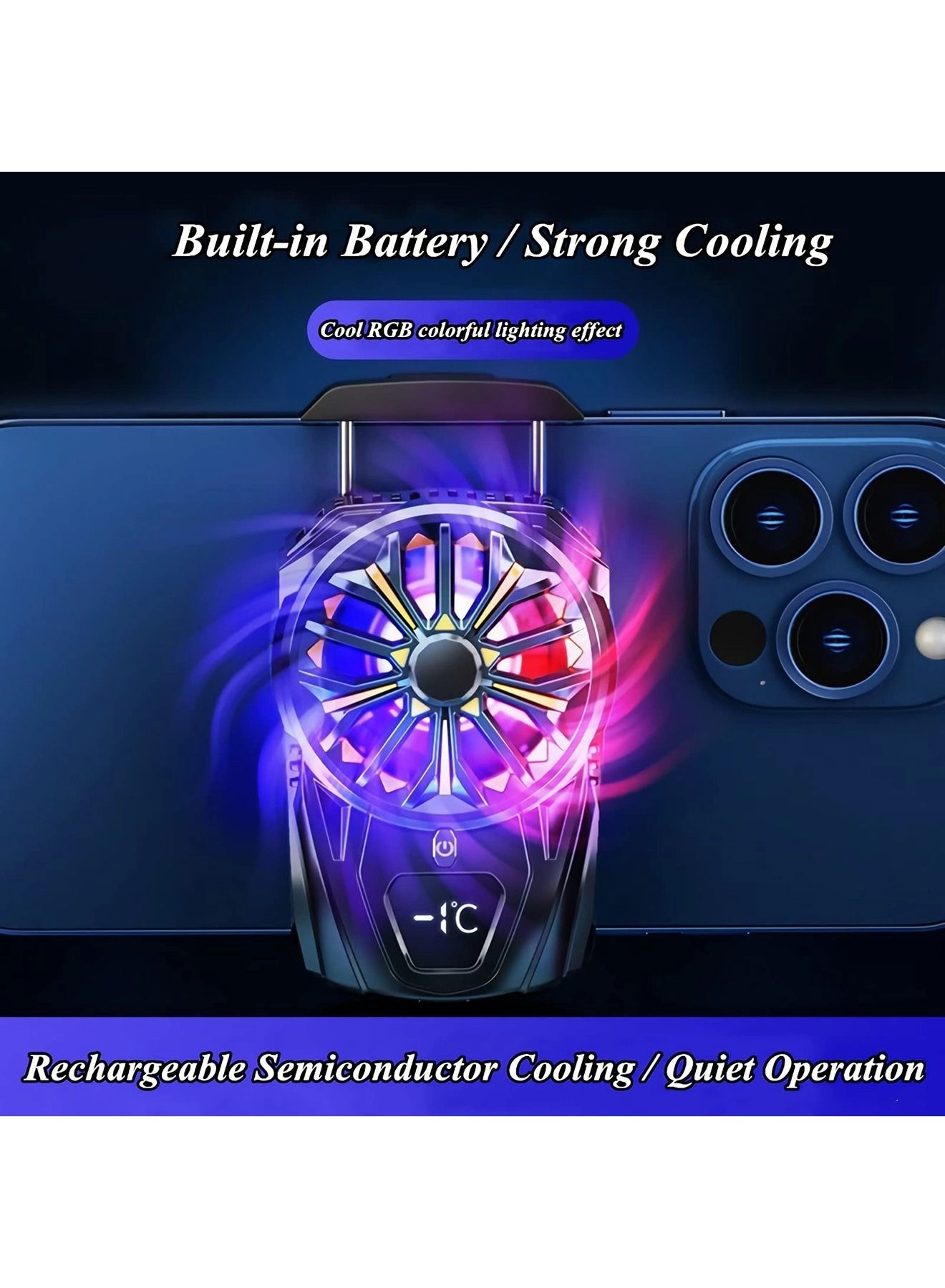 Phone Cooler - iPhone Samsung Moto LED Temperature Display