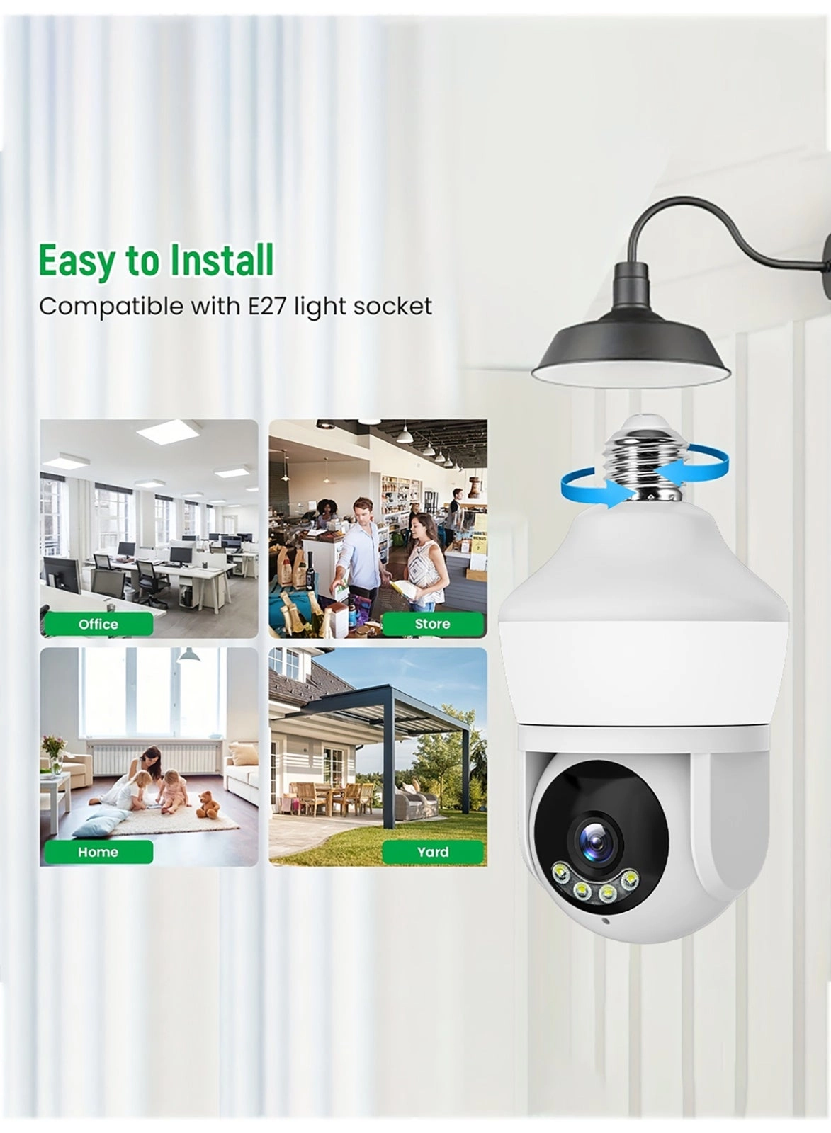 Wifi Light Buld Camera 1080P