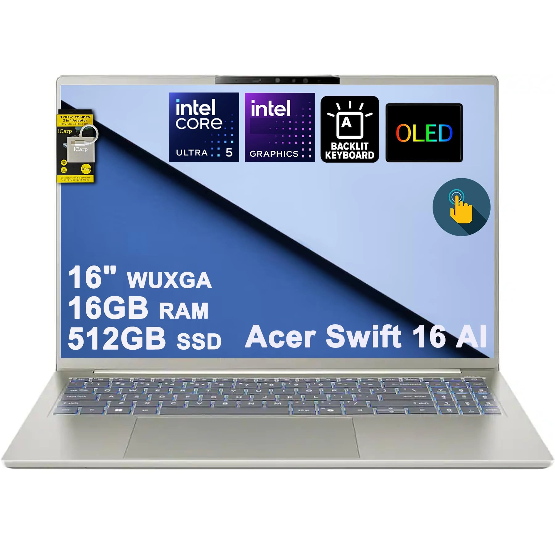 Acer Swift 16 AI - 16" 1TB 16GB Intel 8-core Ultra 7 Series 2 256V