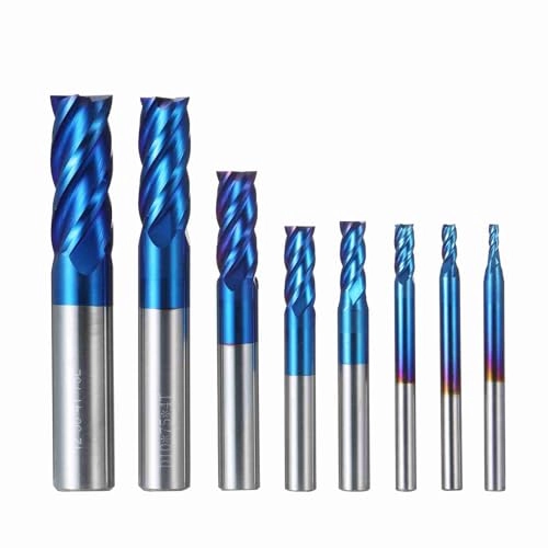 Spacnana 4 Flute End Mill Bits Set - 5/32 inch to 5/16 inch 5/16in, 1/4in, 3/16in, 5/32in, 1/8in 8pcs