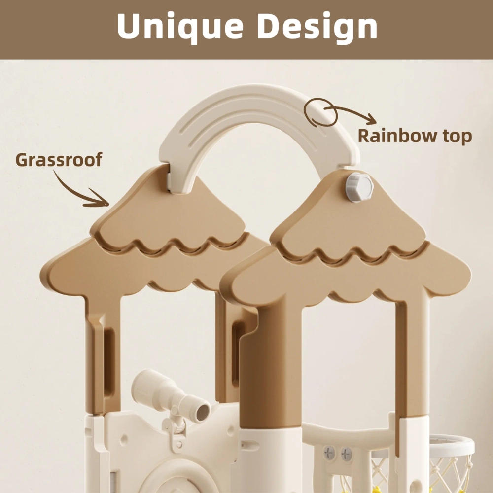 Kids Slide, Climber & Basketball Hoop - Indoor/Outdoor Suitable for 12 months+