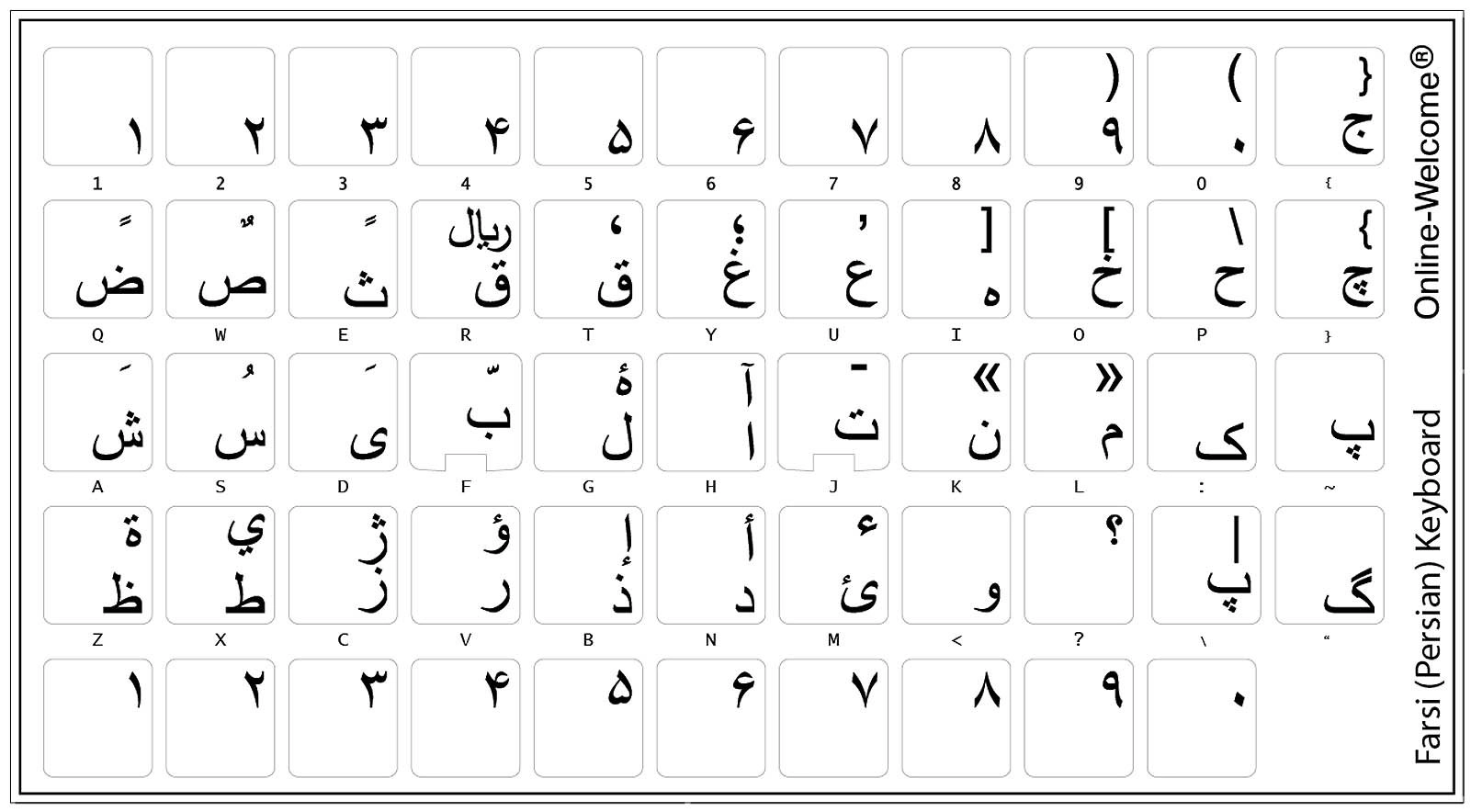Online-Welcome Farsi (Persian) Language Stickers - Farsi (Persian)