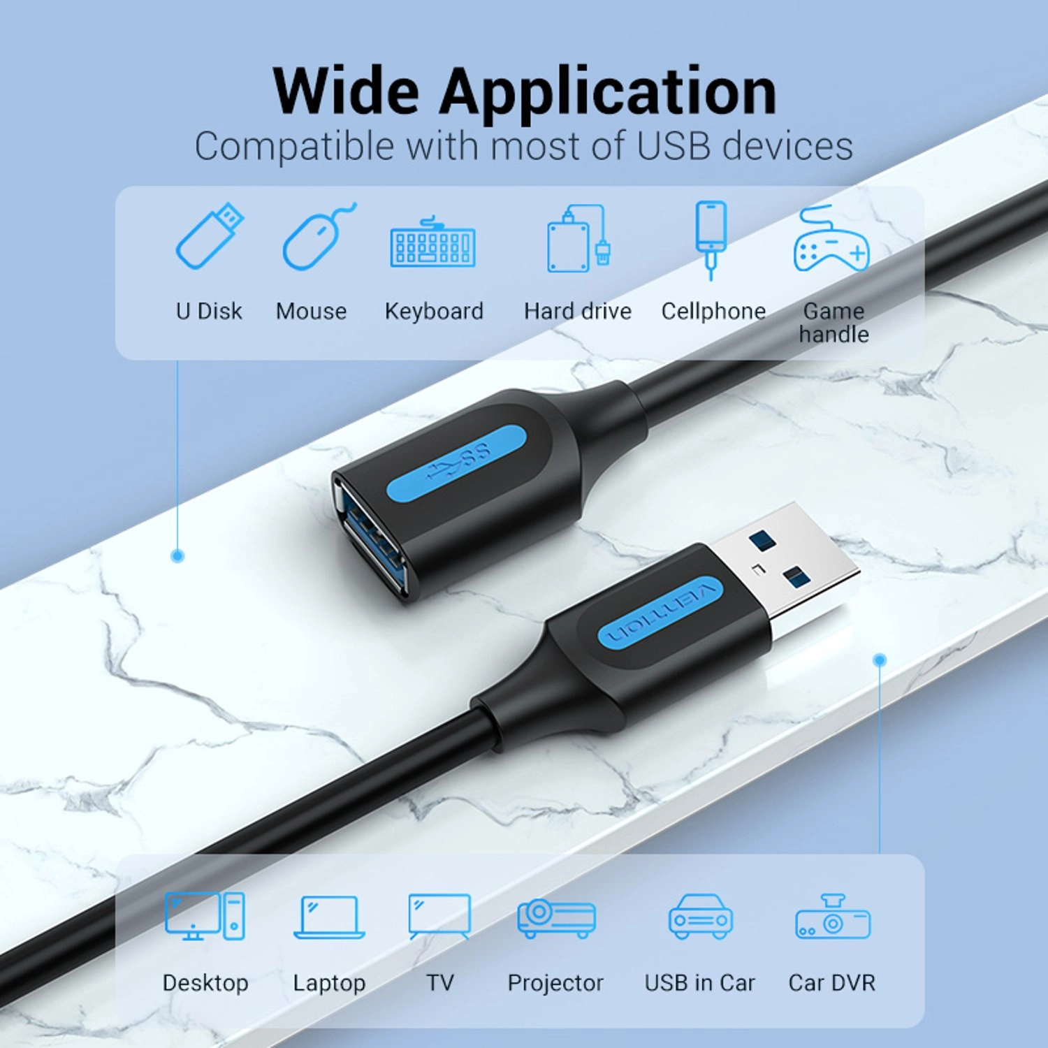 USB 3.0 A Male to A Female Extension Cable USB-A to USB-A 3m