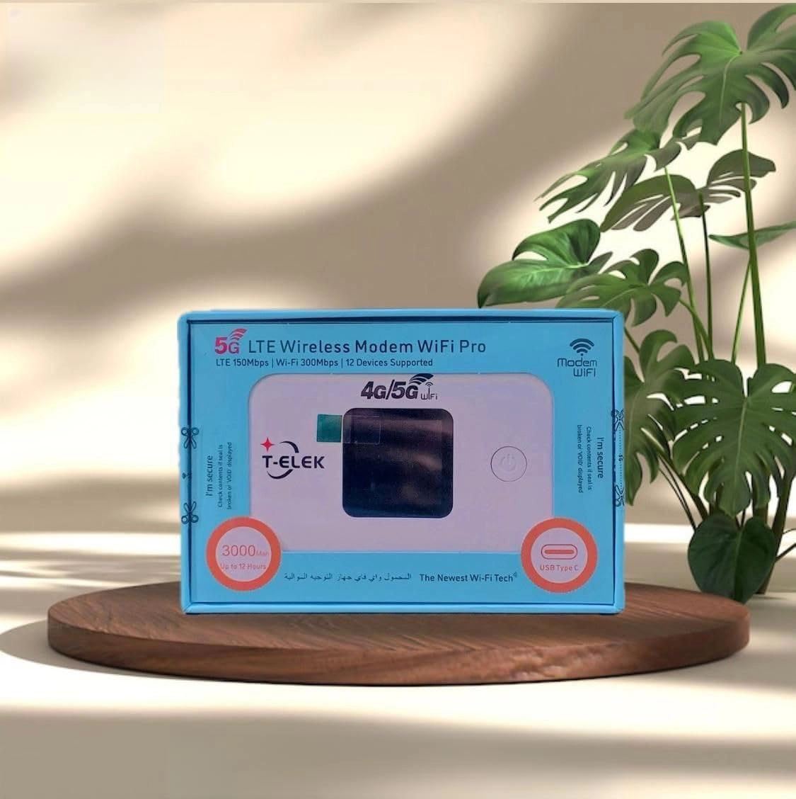 T-ELEK Wireless Mobile WiFi Pro - 4G/5G 300 Mbps