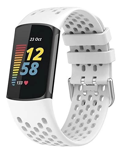 Watch Band for Fitbit Charge 5 - Silicone Stainless Steel Buckle Coral Red