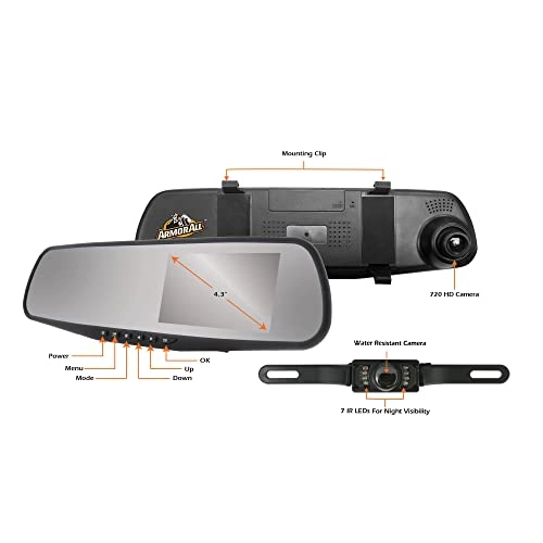 Rearview Mirror Dash and Backup Camera - 720P