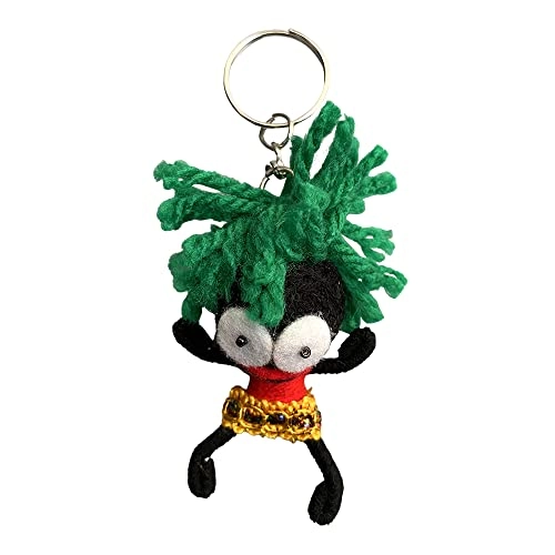 Voodoo String Doll Keychain - 7cm Green Hair