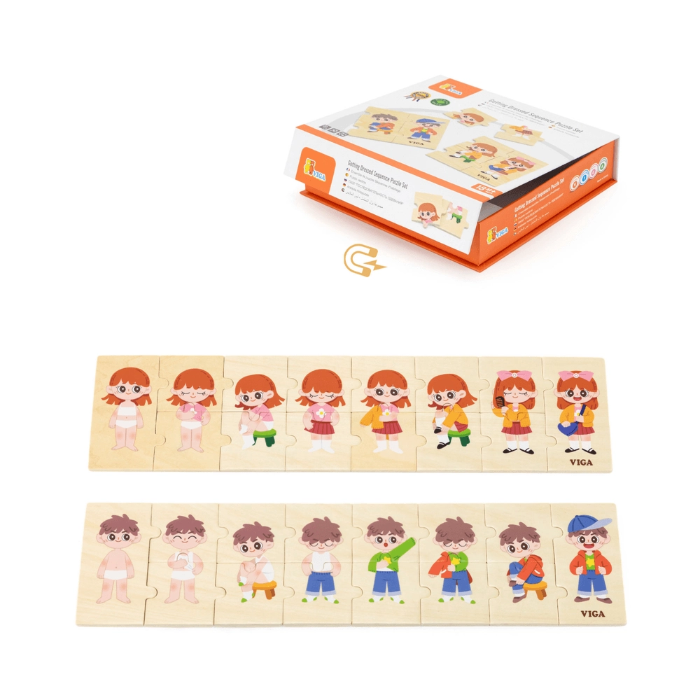 Getting Dressed Sequence Wooden Puzzle (SW-44649) - 28 pcs