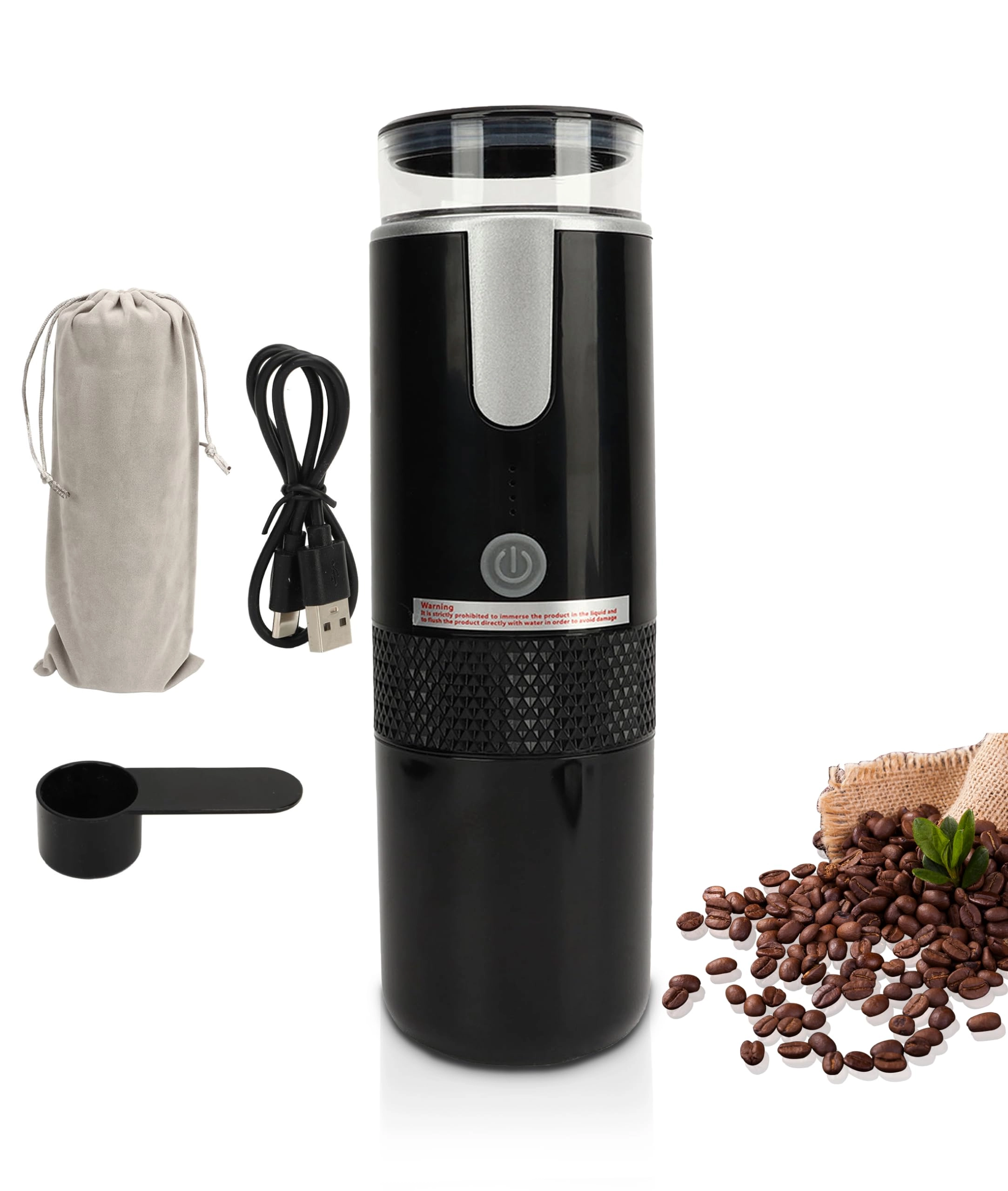 Gugxiom Portable Machine - 1200mAh Rechargeable Compatible with Capsules and Ground Coffee