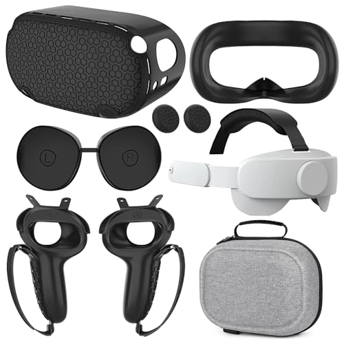 VZNEK Head Strap + case + VR Face Cover + VR Shell Cover + Controller Grips Cover + Protective Joystick Cover + VR Lens Cover Protector