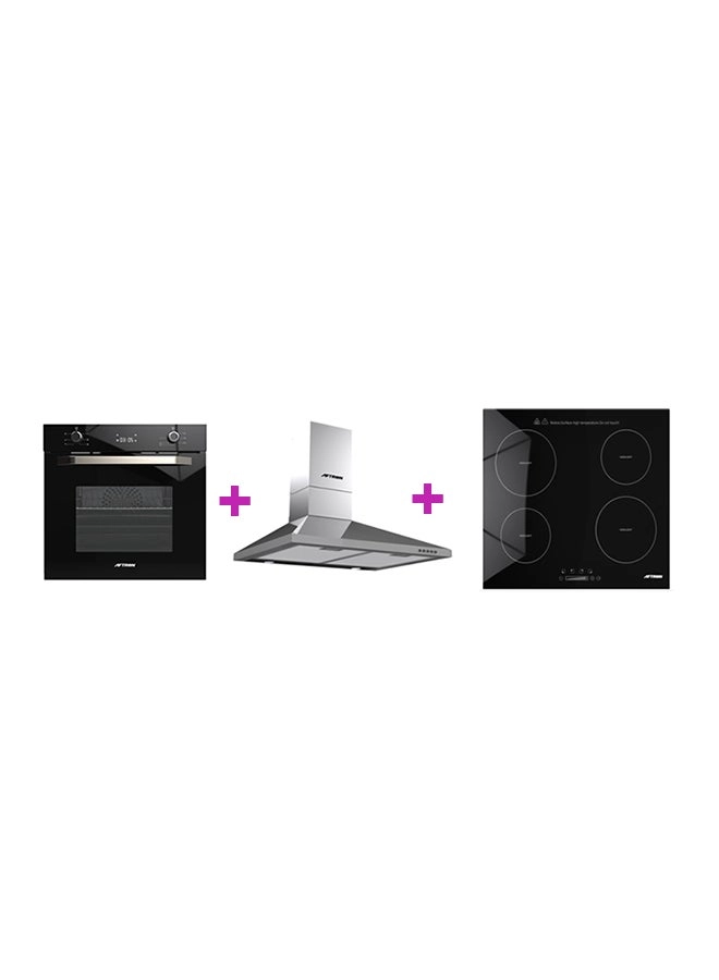 AFTRON AFBO60BLK 60cm Built-in Electric Oven + AFHOB6060V 60cm Ceramic Hob + AFHOOD60 60cm Chimney Hood