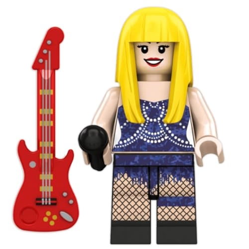 Superstar Minifigure - Blue Dress and Red Electric Guitar Set