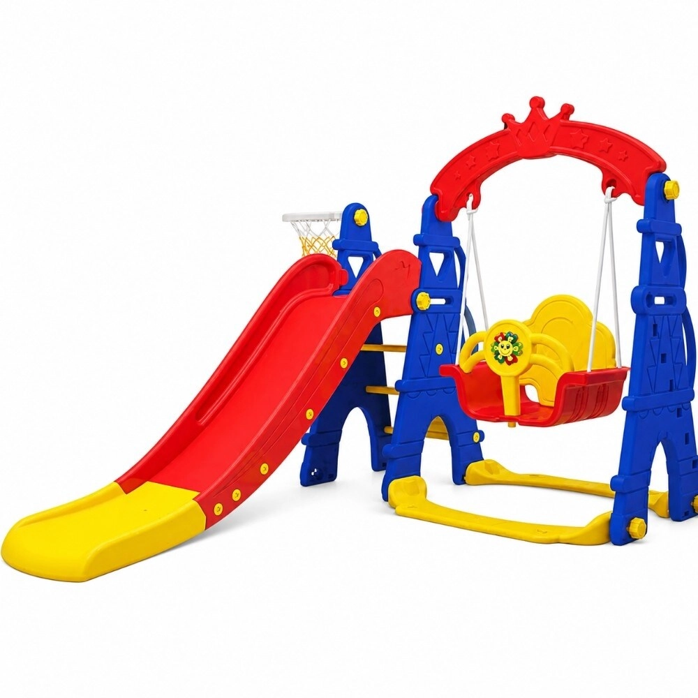 GREEN FUTURE Slide And Swing 3-In-1 Activity Playset - Colorful