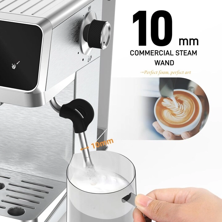 Professional Espresso Coffee Machine - 15-bar pump Digital Touch Display Stainless Steel