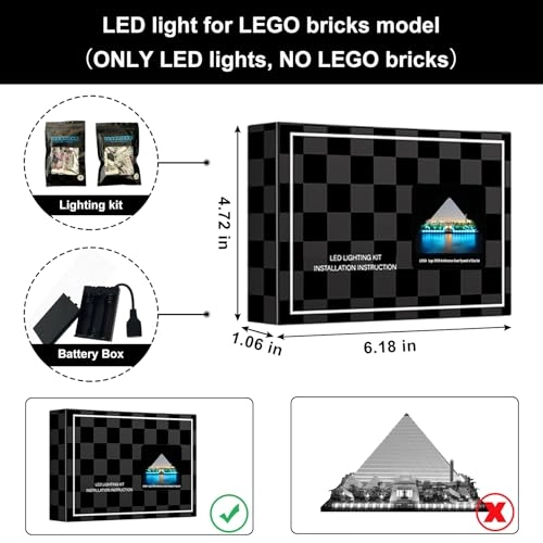 LED Light for LEGO 21058 Architecture Great Pyramid of Giza Set - Plastic