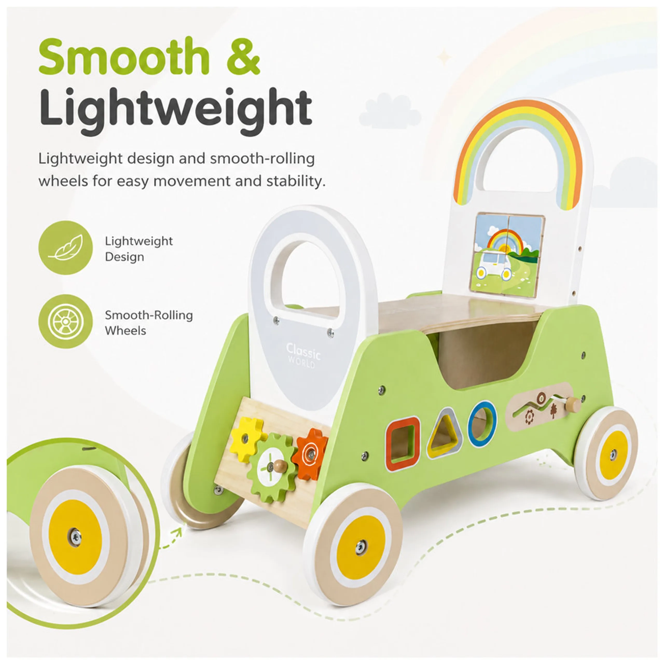 Wooden Rider And Baby Walker - 2-In-1