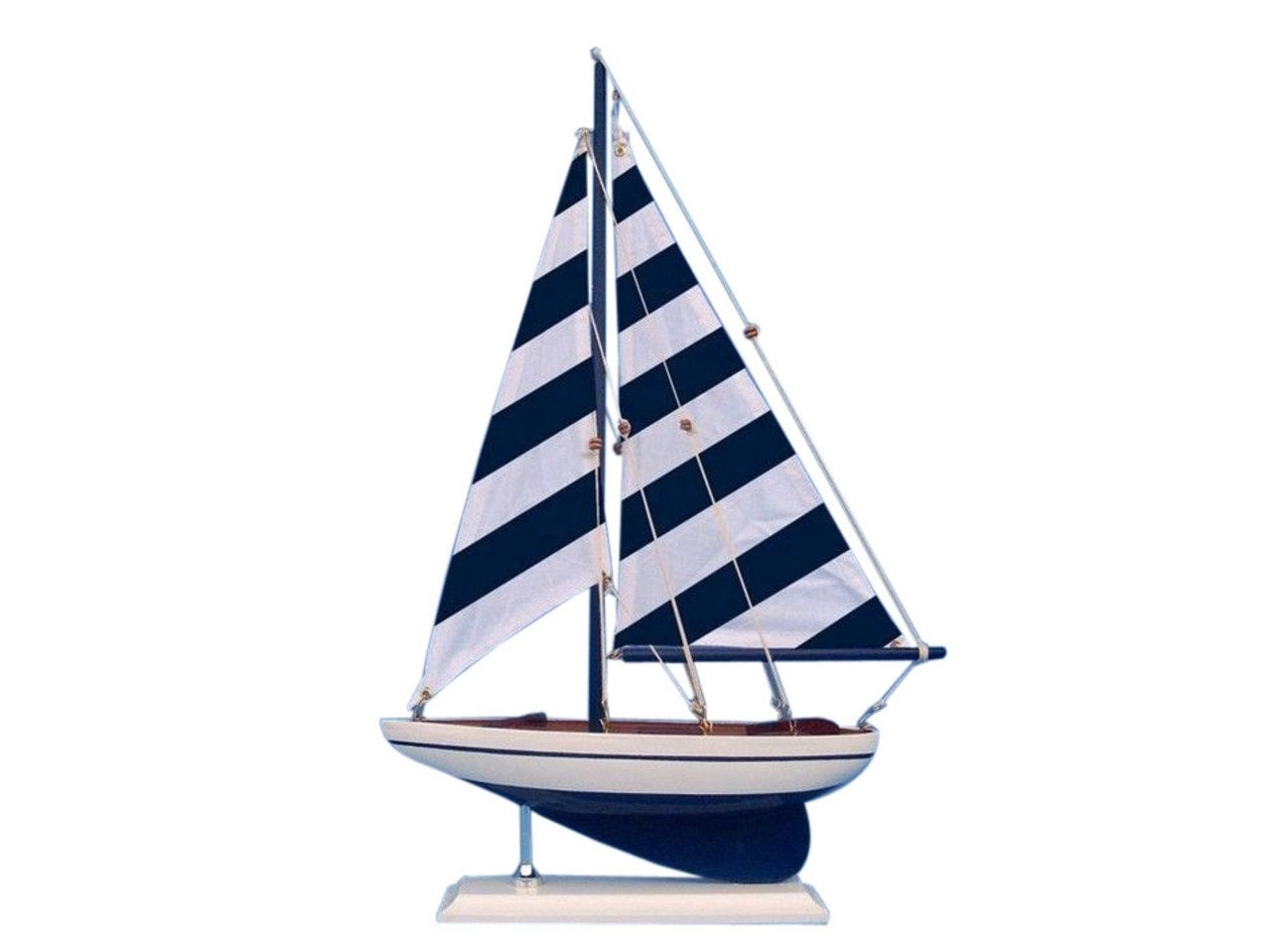 Hampton Nautical Pacific Sailer - Wooden Blue Striped 17