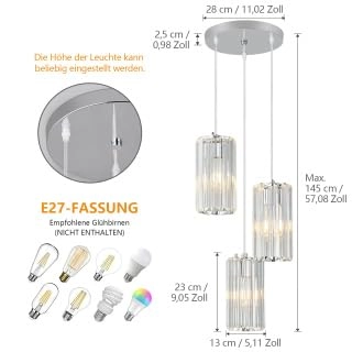 Chandelier - 3-Luces Chrome Crystal