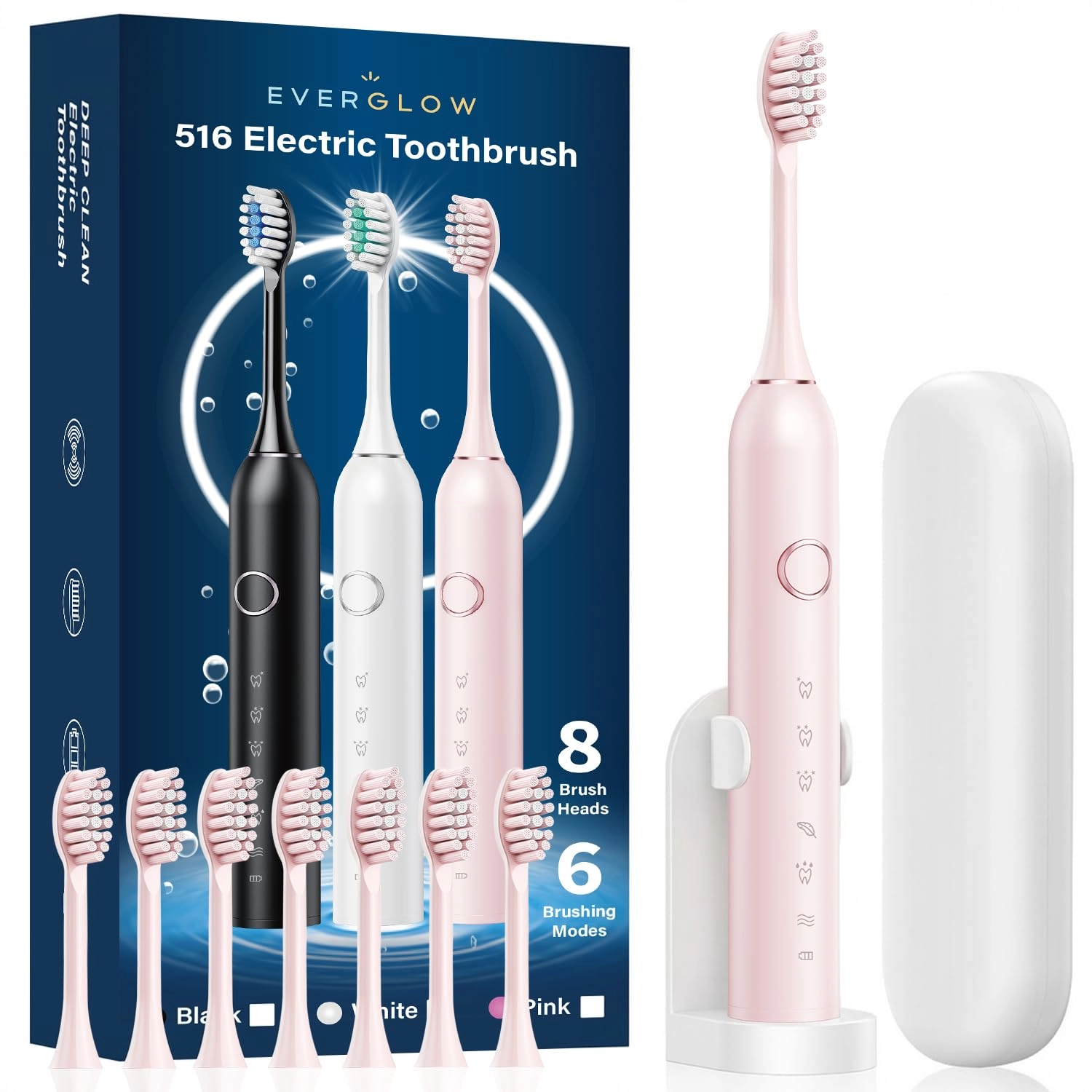 516 Electric Toothbrush - 8 Brush Heads 45-Day Use