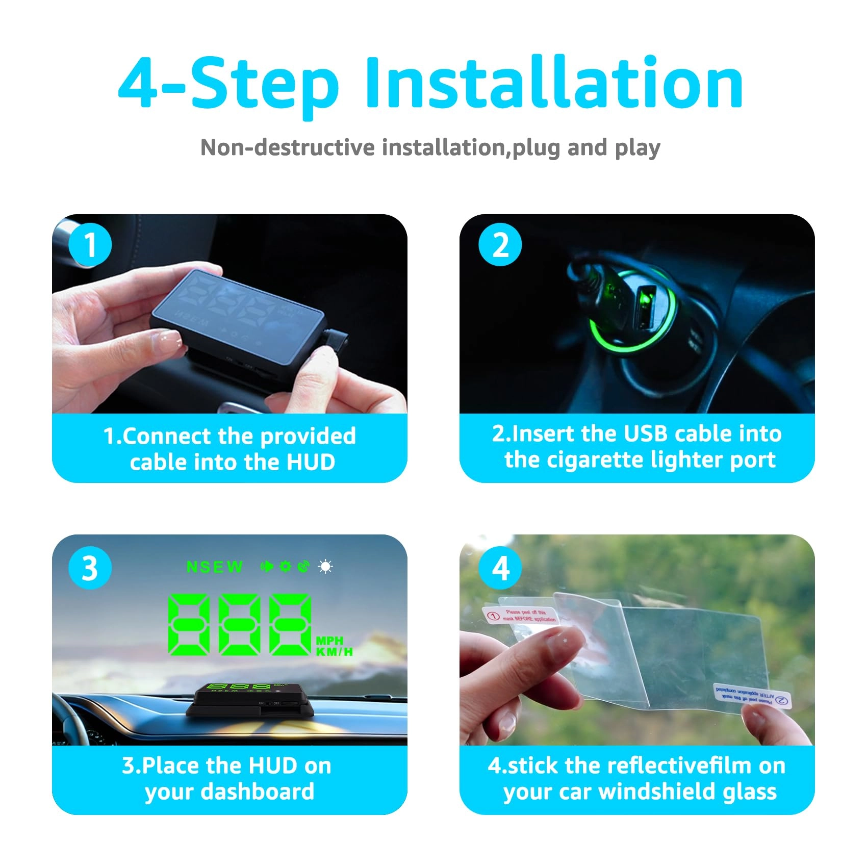 Head up Display - GPS Speedometer USB Plug and Play