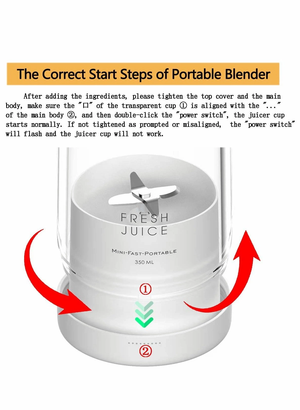 Portable Blender - 4 Blade Wireless Charging Personal Size
