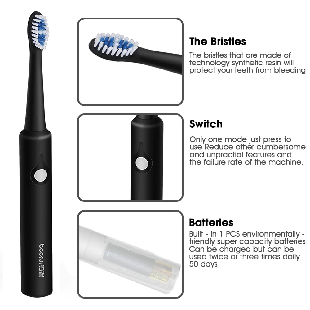 Sonic Electric Toothbrush - 40,000 Strokes per Minute 50 Days Battery 3 Brush Heads
