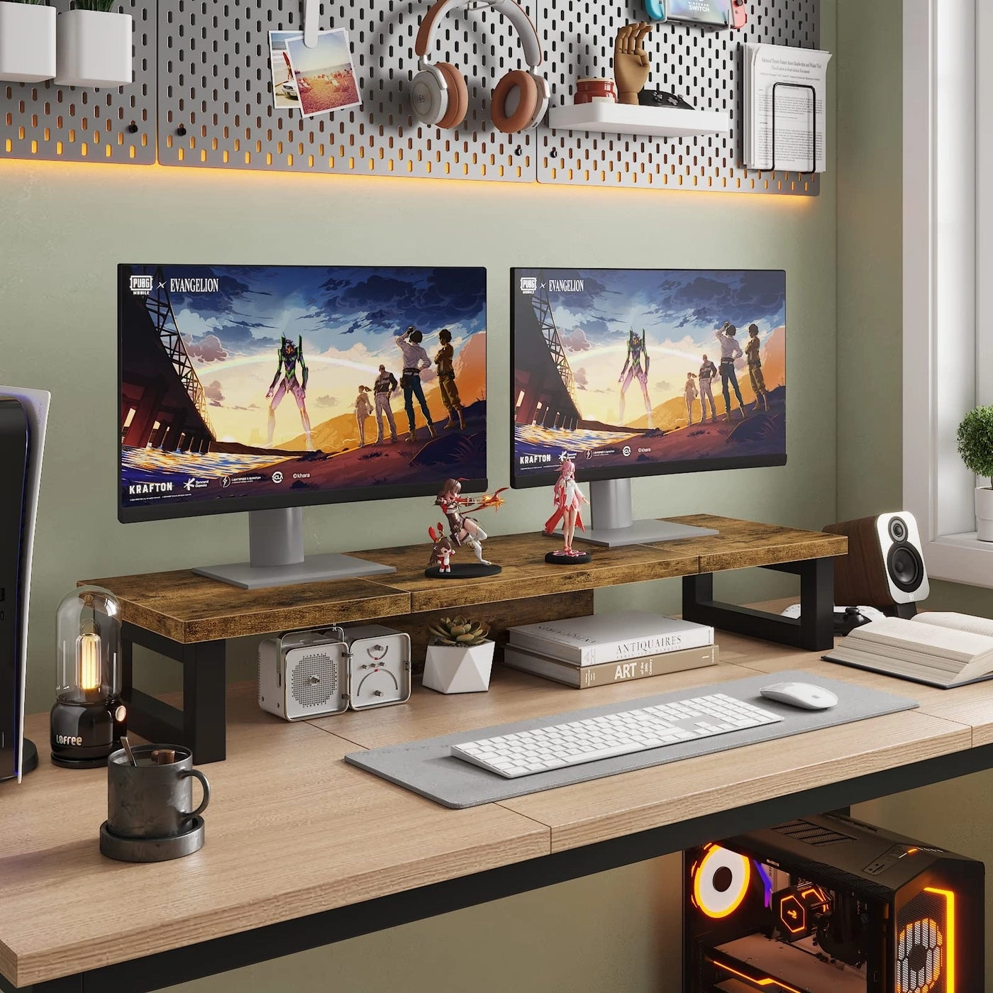Monitor Stand Riser - Dual Wood and Steel