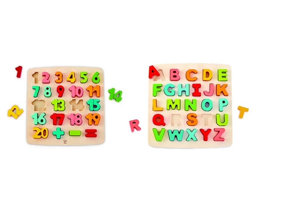 Chunky Alphabet And Number Math Wooden Puzzle Set - 3+
