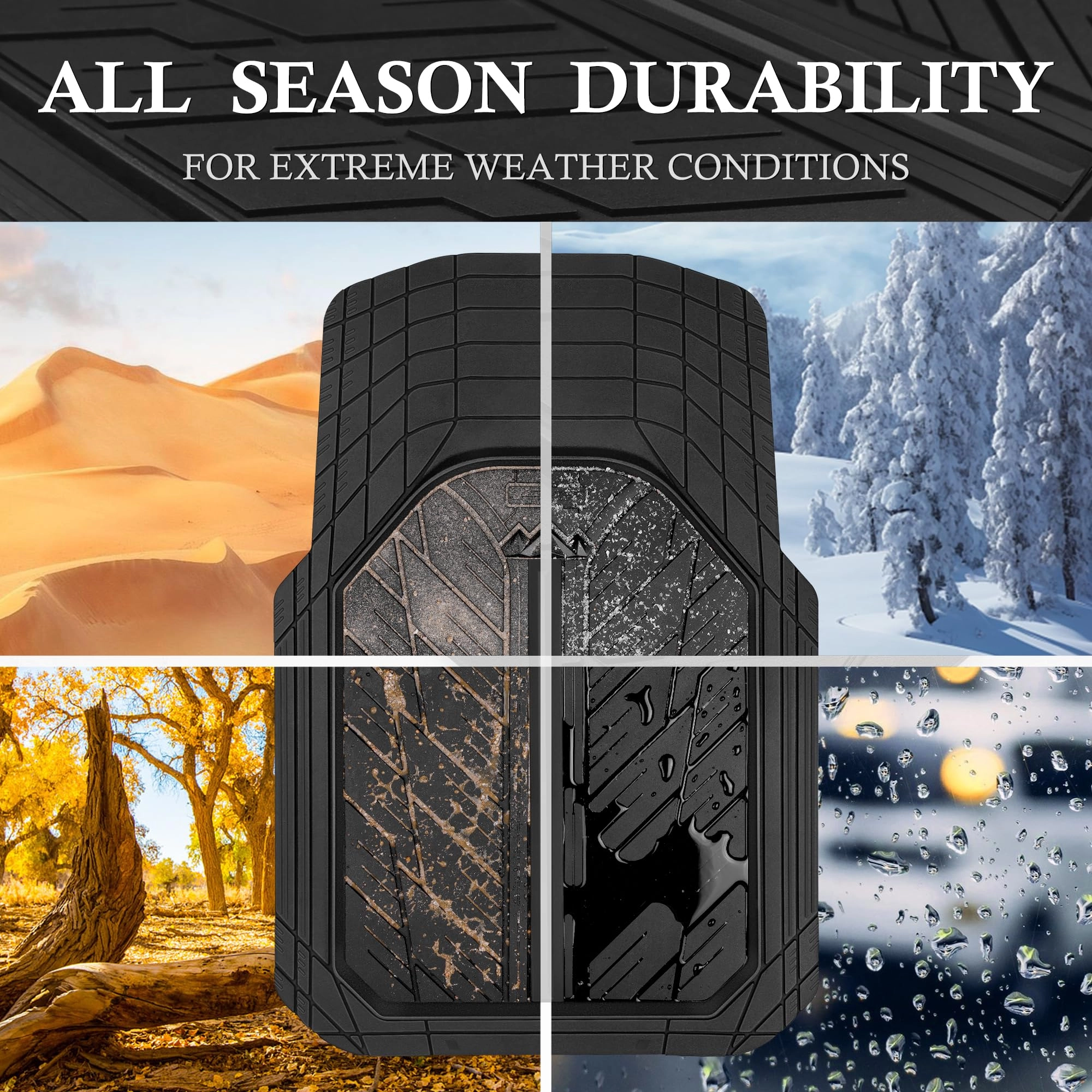 Rubber Floor Mats - All Weather Trim-to-Fit 3-Piece