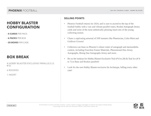 Phoenix Football Hobby Blaster Box - 6 Packs Per Box 4 Cards Per Pack