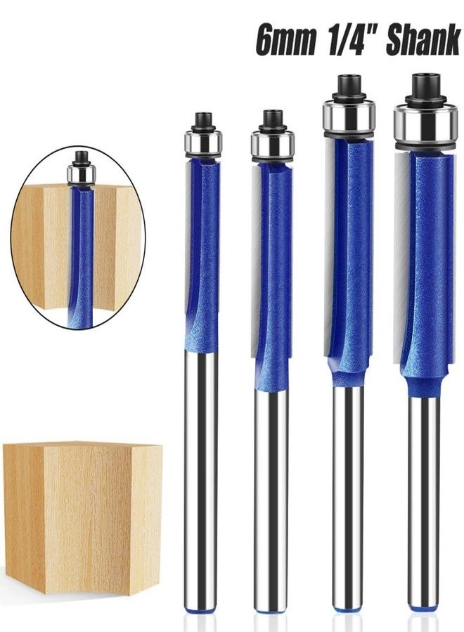 Flush Trim Router Bit - 1/4",5/16",3/8",1/2" 1/4" 4PCS