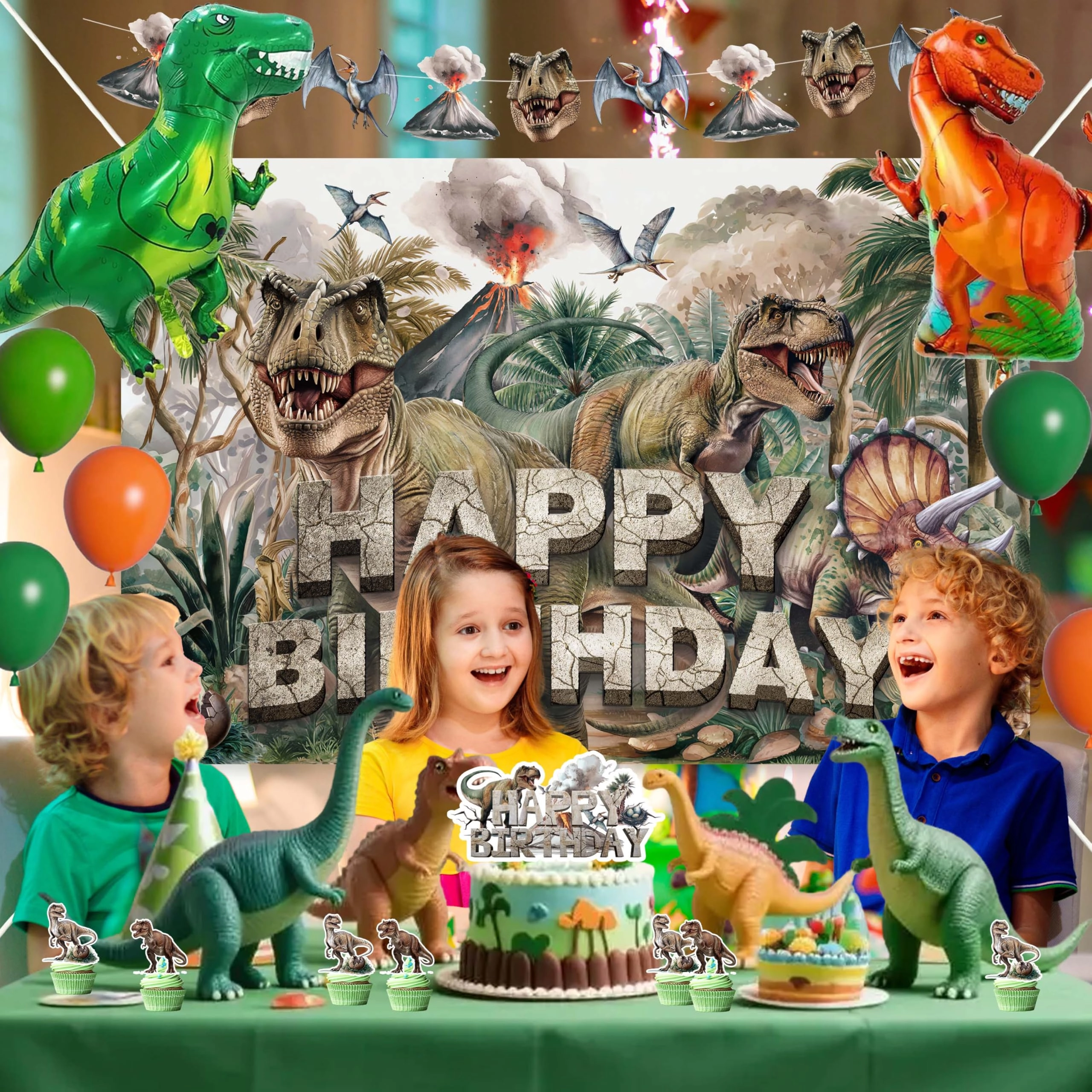 Dinosaur Birthday Party Decorations Set - 45-piece Birthday