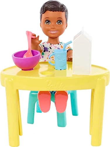 Skipper Small Doll and Accessories Playset - Toddler Boy Doll Table and Chairs 5 Accessories Ages 3+