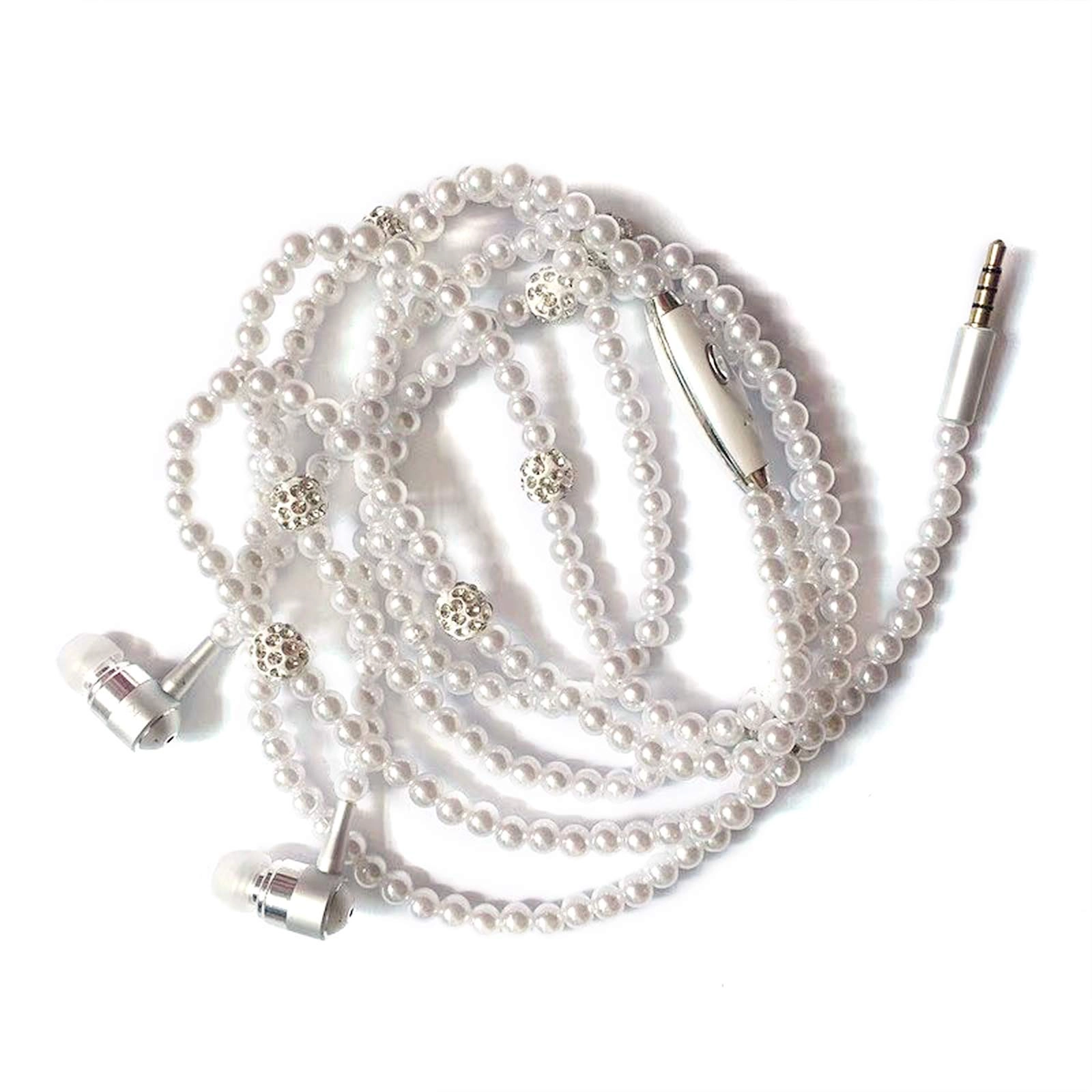 GoolRC Jewelry Pearl Necklace Wired Earbud