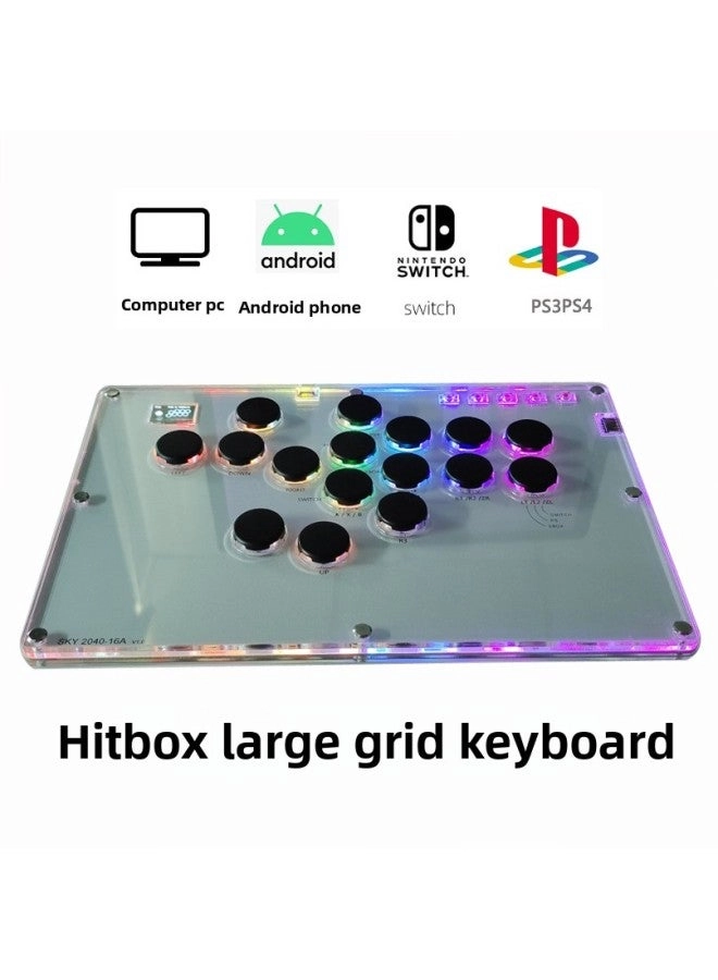 HITBOX Large Size Fighting Keyboard + DualShock4 Controller - Transparent Yellow