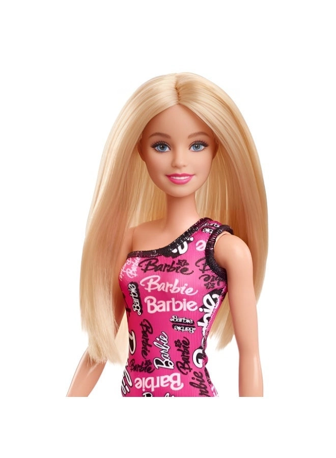 Barbie Fashion Doll - Blonde Hair Pink One-Shoulder Dress Ages 3+