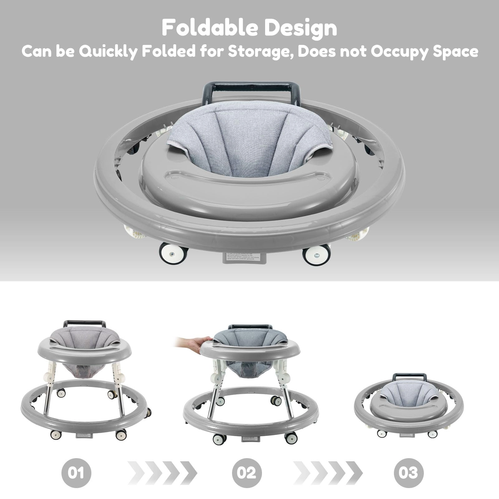 Baby Walker - Foldable 5-Position Height Adjustable