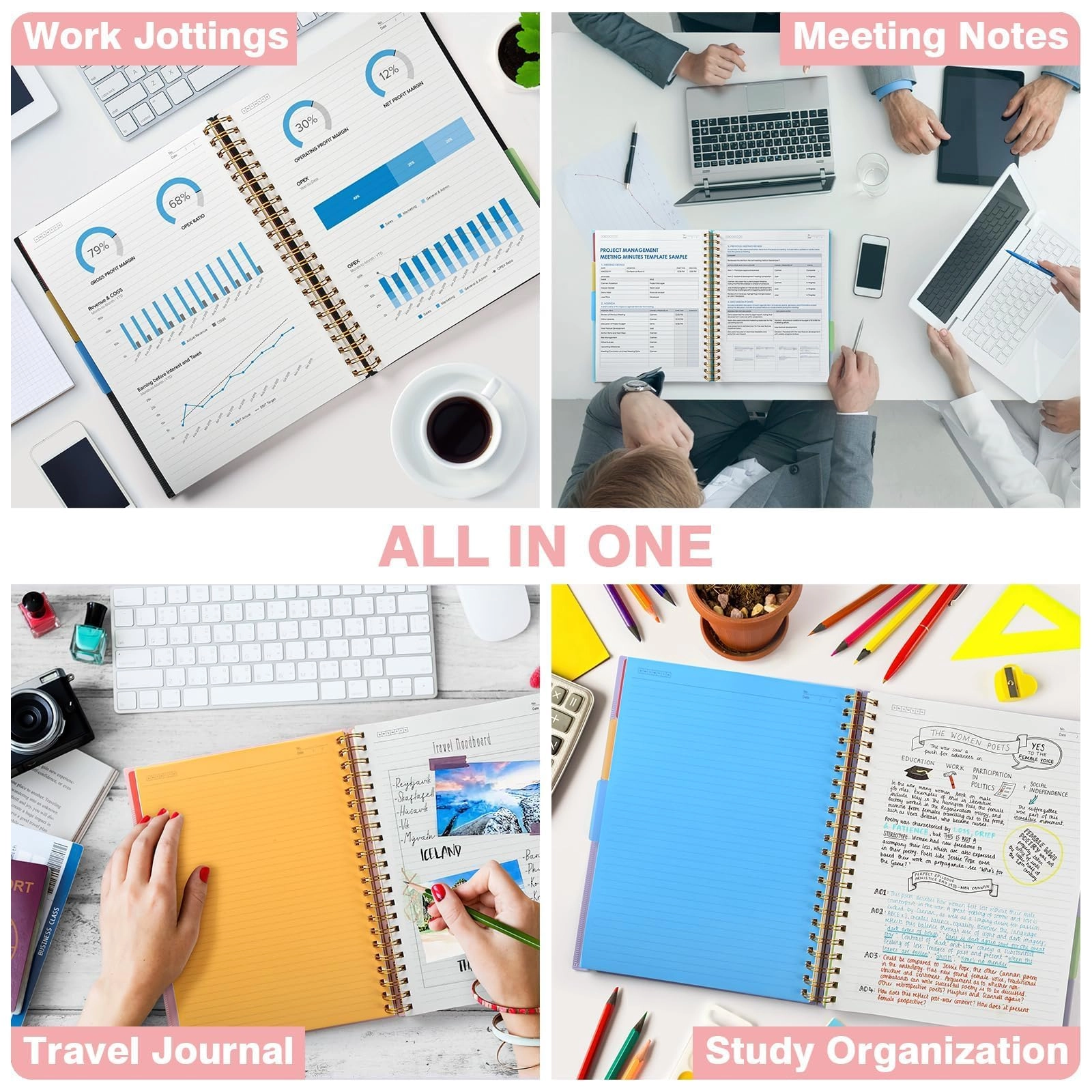 5 Subject Notebook A5 Spiral - Lined 150 Sheets