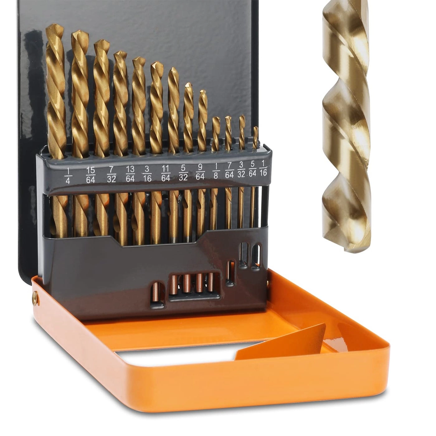 Lichamp Left Hand Drill Bit Set - M2 High Speed Steel 13 pc 1/16 to 1/4 inches