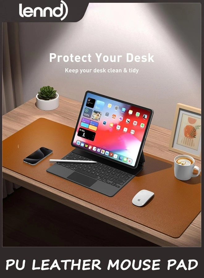 Non-Slip Large PU Leather Office Mouse Pad - 80x40 cm