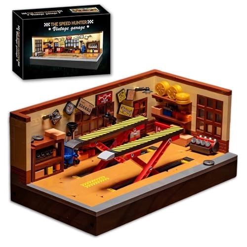 Retro Garage Building Set - Compatible with 8-Stud Chassis