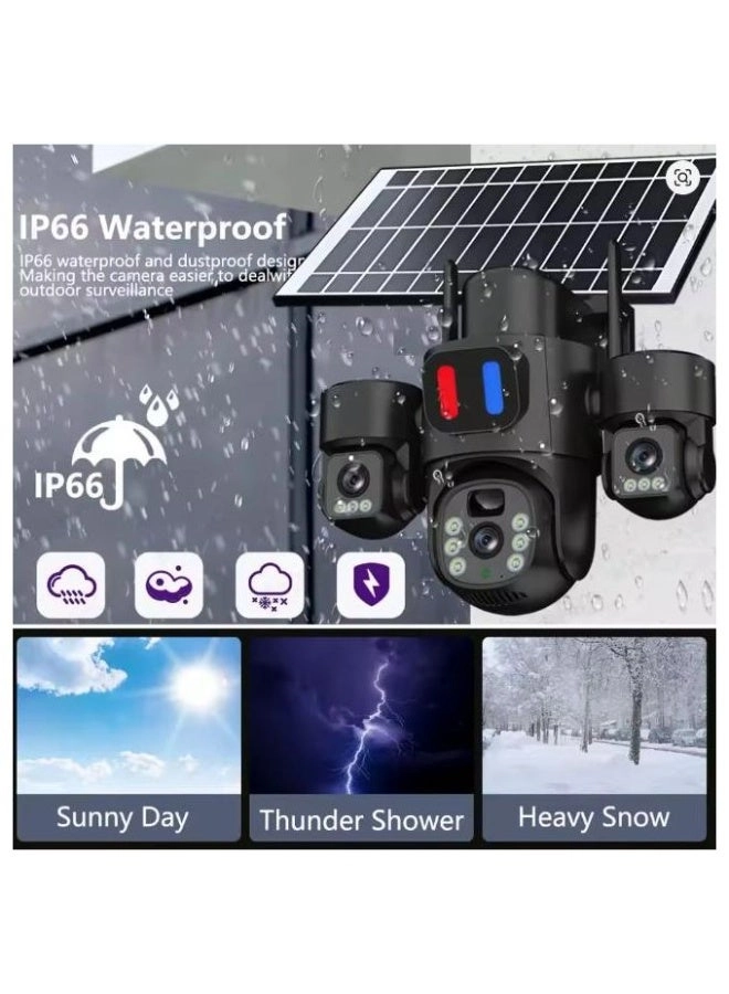 Solar Powered Multi-lens Warning Camera - 12MP 5G Wi-Fi 10X Zoom