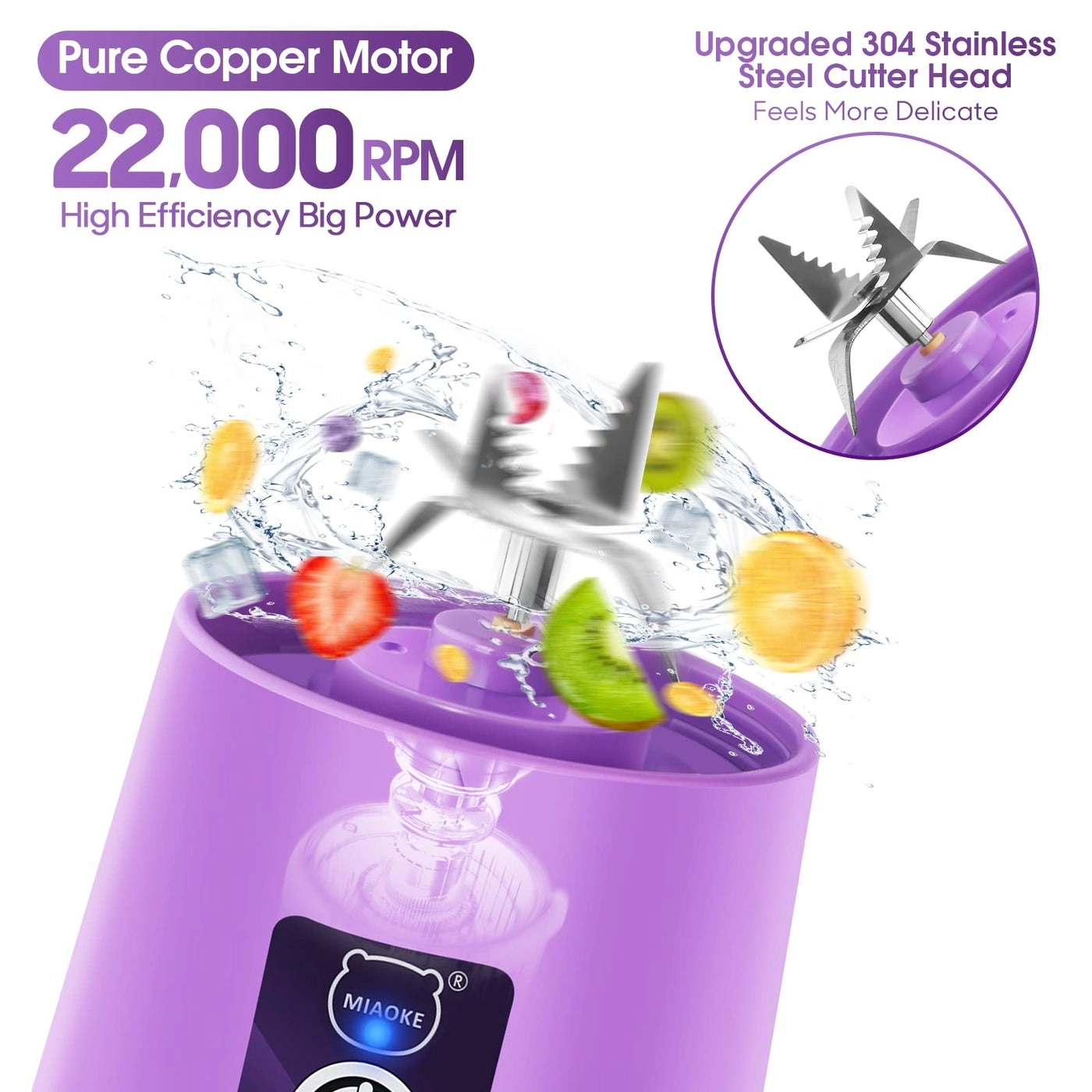 Portable Blender - 6 Blades USB Rechargeable LED Display