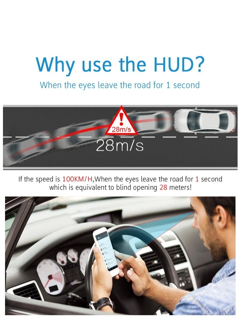 T816 - Head Up Display Vehicle Speed Meter Black
