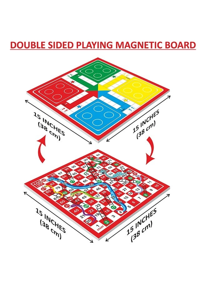 2in1 Magnetic Ludo & Snakes and Ladders - 15" Multicolour
